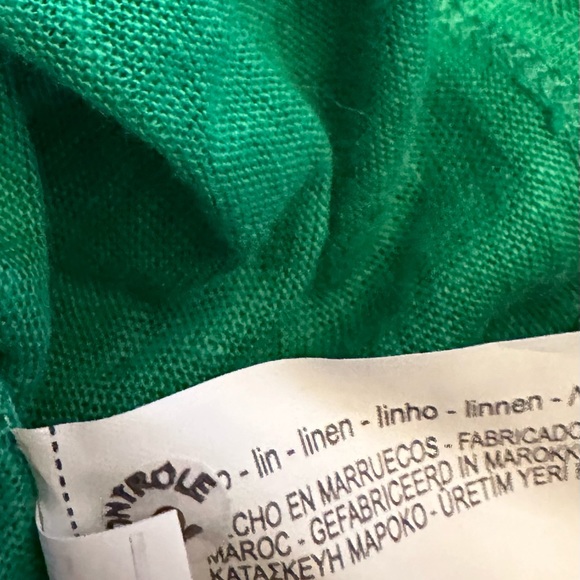 Zara Large Green Ruffle Sleeve Linen Blouse - Picture 6 of 6